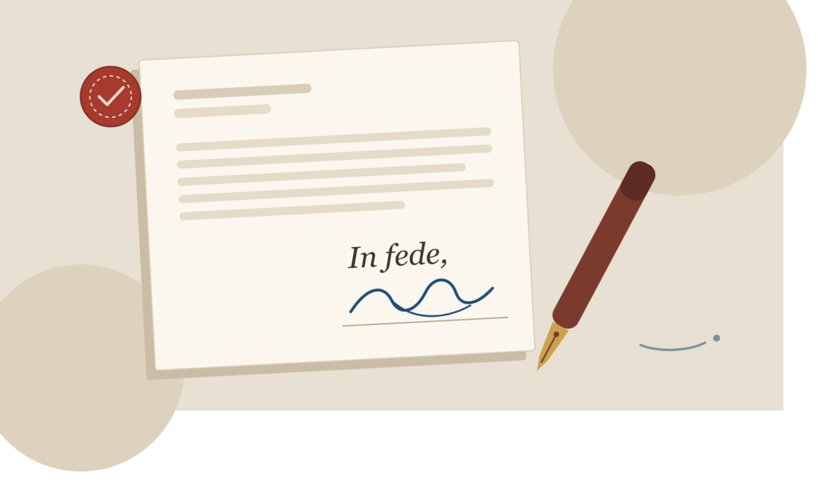 “In fede”: che cosa significa, dove si mette prima della firma