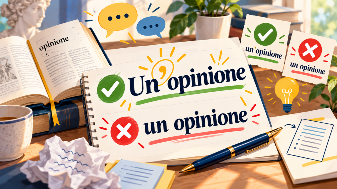 un'opinione come si scrive